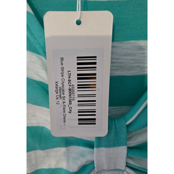 Sucrefas XXL New with Tags Striped Cityscape Fit and Flare Dress - Picture 9 of 11